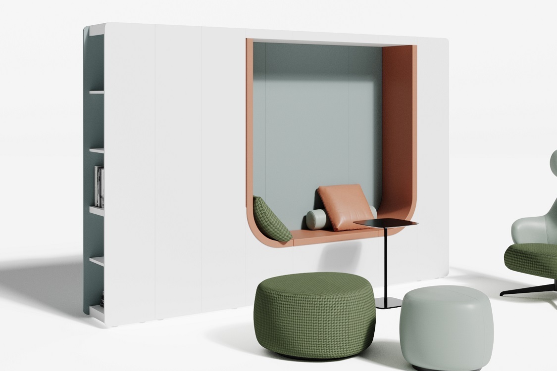 Композиция гардероб с мягкой нишей и боковыми стеллажами ART908.U604