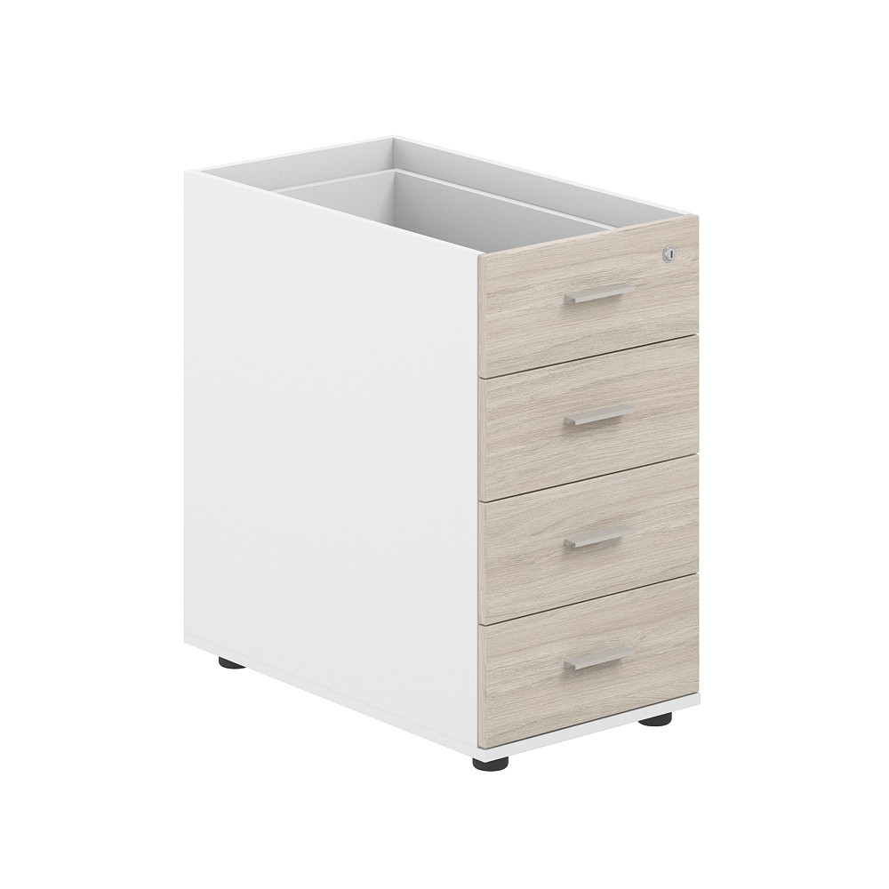 Тумба приставная 400х700х725 с 4 ящ., с замком без топа SG.522.WH.OL