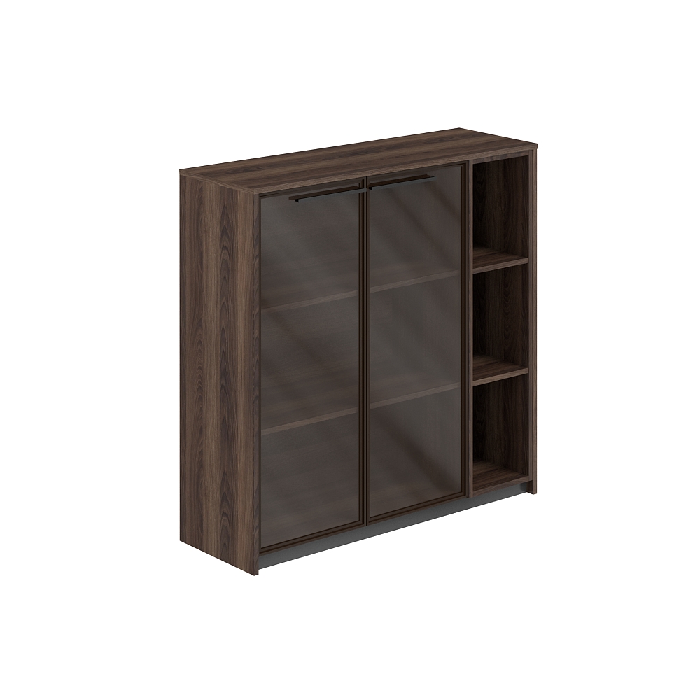 Шкаф средний с дверьми со стеклом в алюминиевой раме со стеллажом, 1240х410х1226 RF.406.DA.CHBZ.DA.R