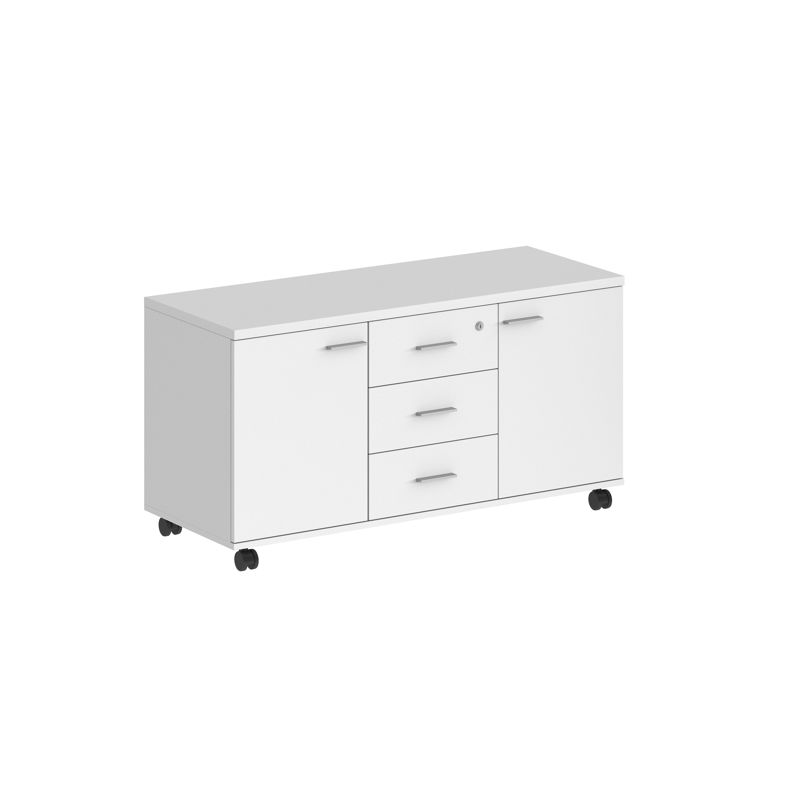 Тумба сервисная с 3 ящ. 1204х460х619 (метаб), с замком, 2 фасадами SG.621.WH.WH.M