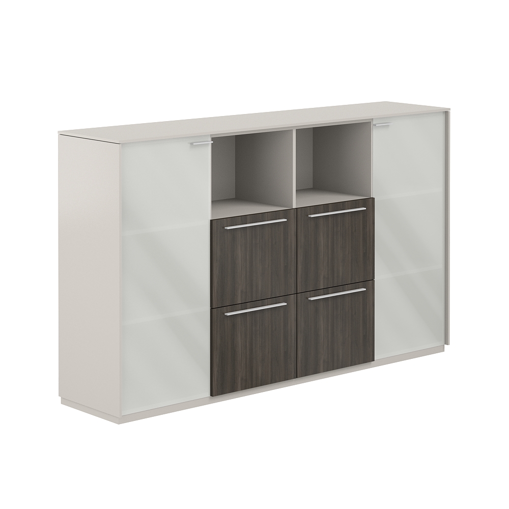 Шкаф средний со стеклом мат., 4 ящ., обвязка GS, фасады BT NZ-0316.GS.BT