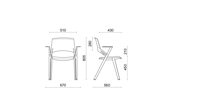 Кресло Green'S 4 legged stackable chair with fixed arms