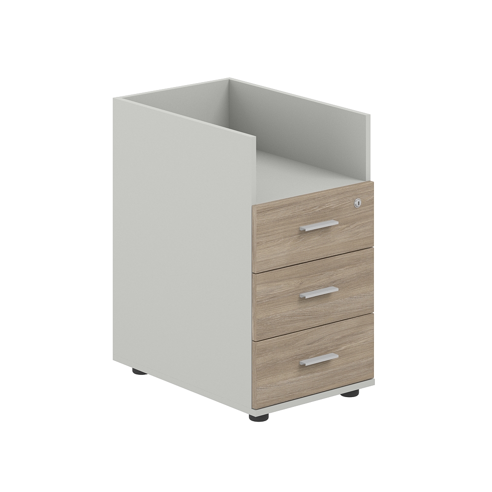 Тумба приставная 400х600х725 с 3 ящ.(метаб) и нишей, с замком без топа SG.511.SH.OD.M