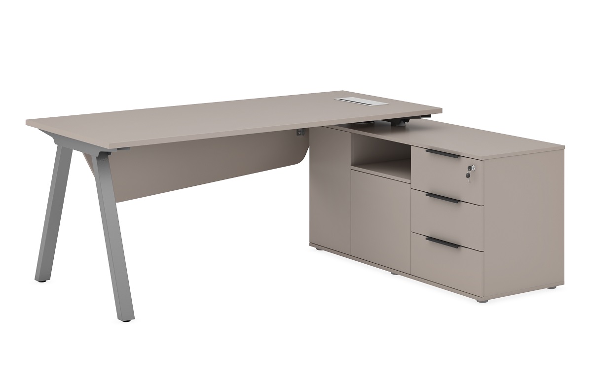 Стол руководителя с опорной тумбой правый MP140.U727