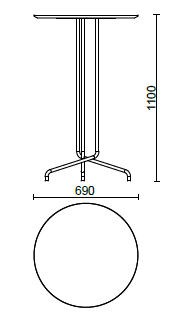 Bistrot H 1100 top ⦰ 690 mm