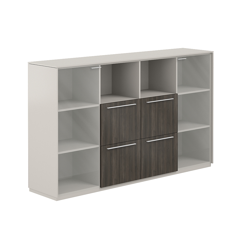 Шкаф средний со стеклом прозр., 4 ящ., обвязка GS, фасады BT NZ-0306.GS.BT