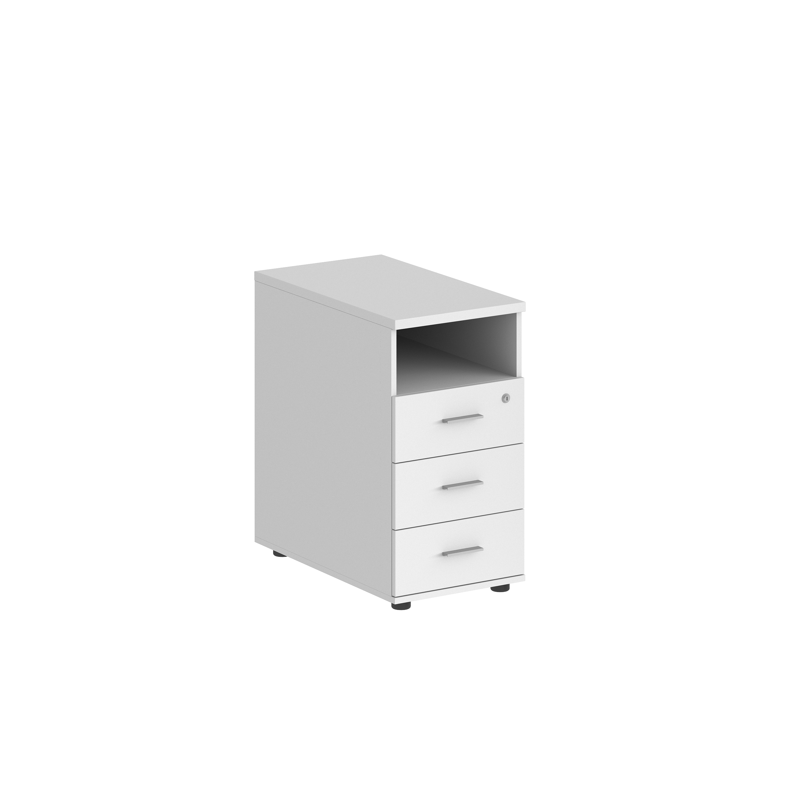 Тумба приставная 400х800х725 с 3 ящ.(метаб) и нишей, с замком без топа SG.513.WH.WH.M