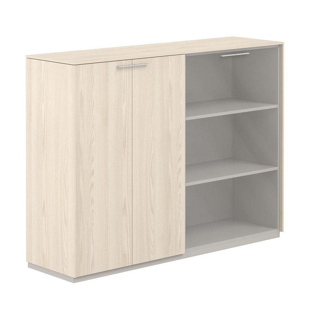 Шкаф средний + Шкаф средний со стеклом прозр. GL, обвязка YN, фасады YN NZ-0305+NZ-0325.YN.YN.GL