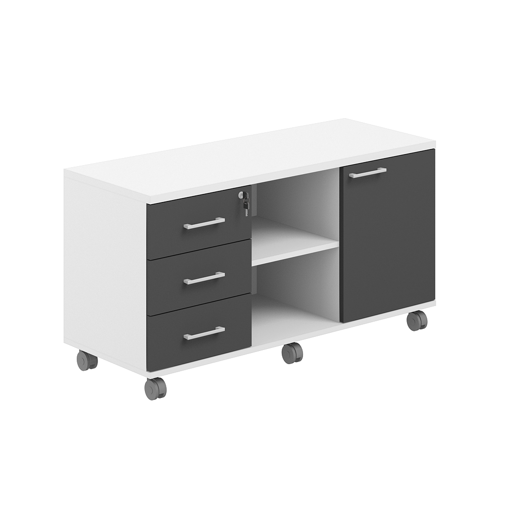 Тумба сервисная мобильная 1200х462х637 с замком AG.291.WH.WH.AN