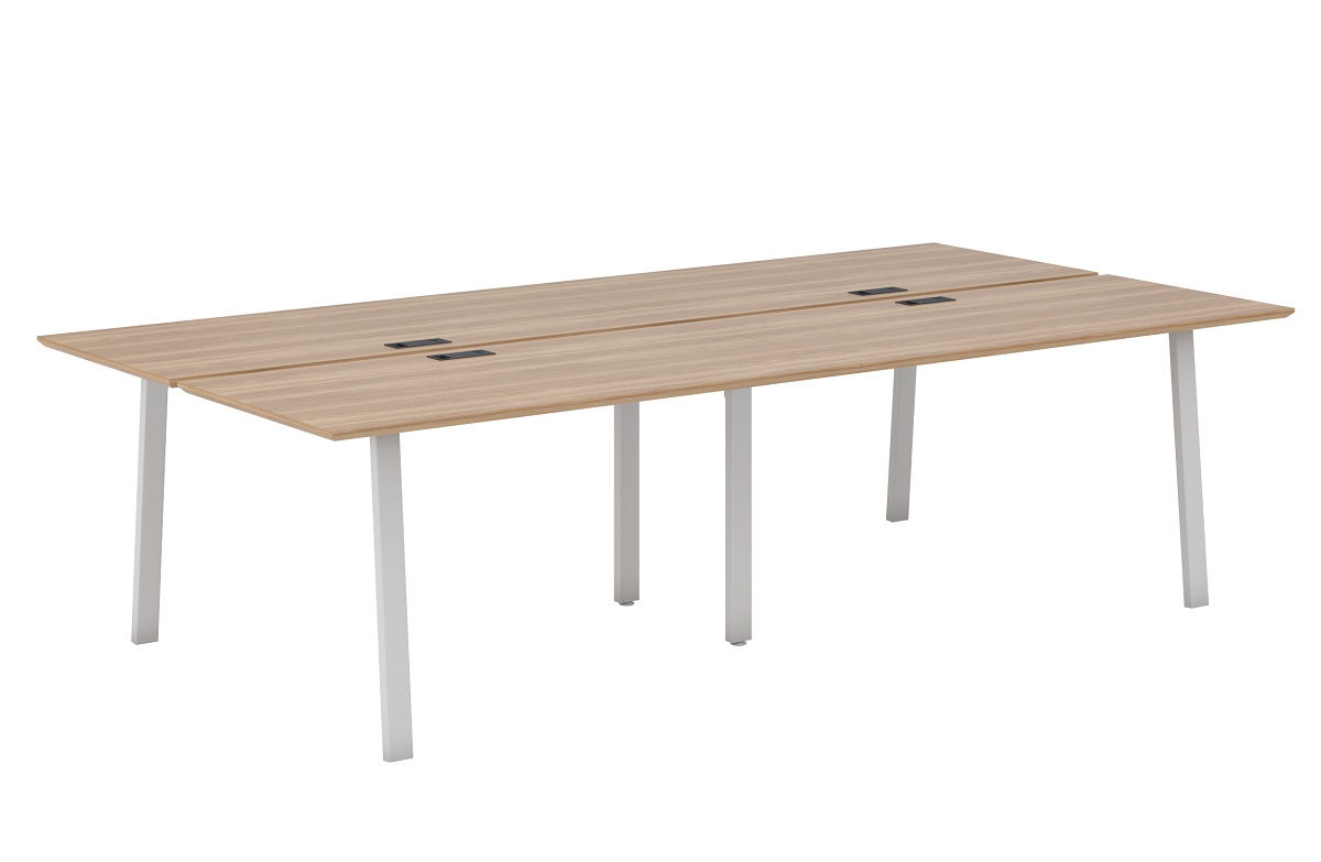 Рабочая станция на 4 места. А-образные опоры 60х30 ECO144/А/60х30/WHT/ANT.U003