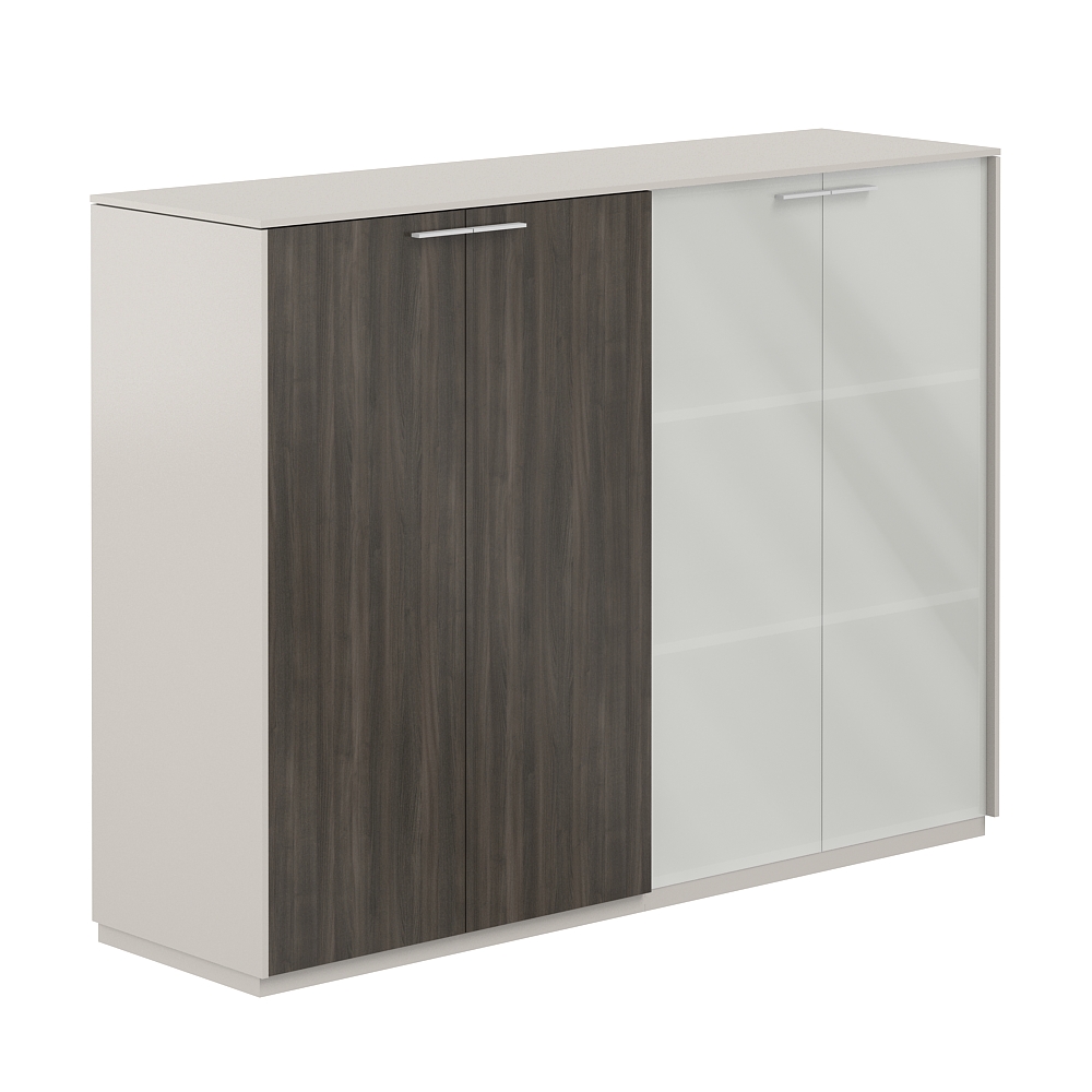 Шкаф средний + Шкаф средний со стеклом мат. GLM, обвязка GS, фасады BT NZ-0305+NZ-0335.GS.BT.GLM