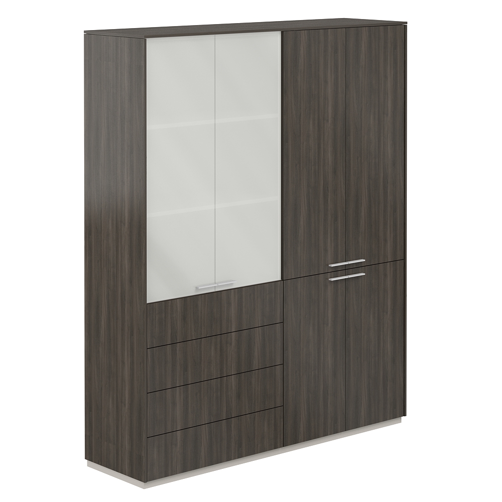 Шкаф высокий + Шкаф высокий со стеклом мат., 4 ящ., обвязка BT, фасады BT NZ-0301+NZ-0312.BT.BT