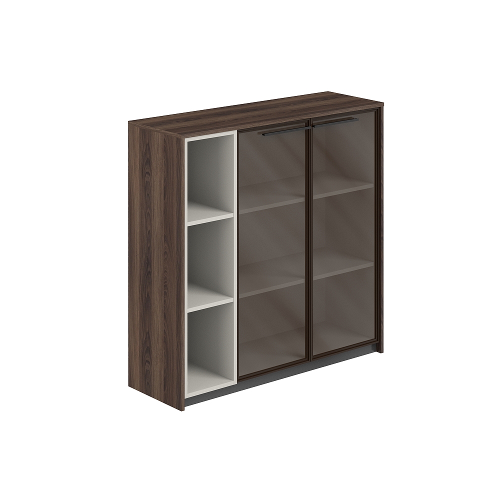 Шкаф средний с дверьми со стеклом в алюминиевой раме со стеллажом, 1240х410х1226 RF.406.DA.CHBZ.PG.L