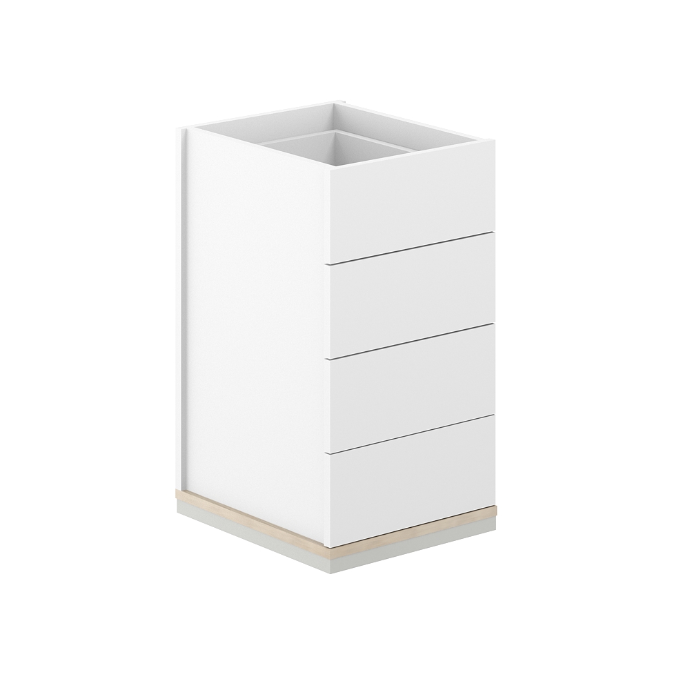 Тумба приставная 400х600х725 4 ящ. метаб., с замком, без топа AG.282.WH.AR.WH