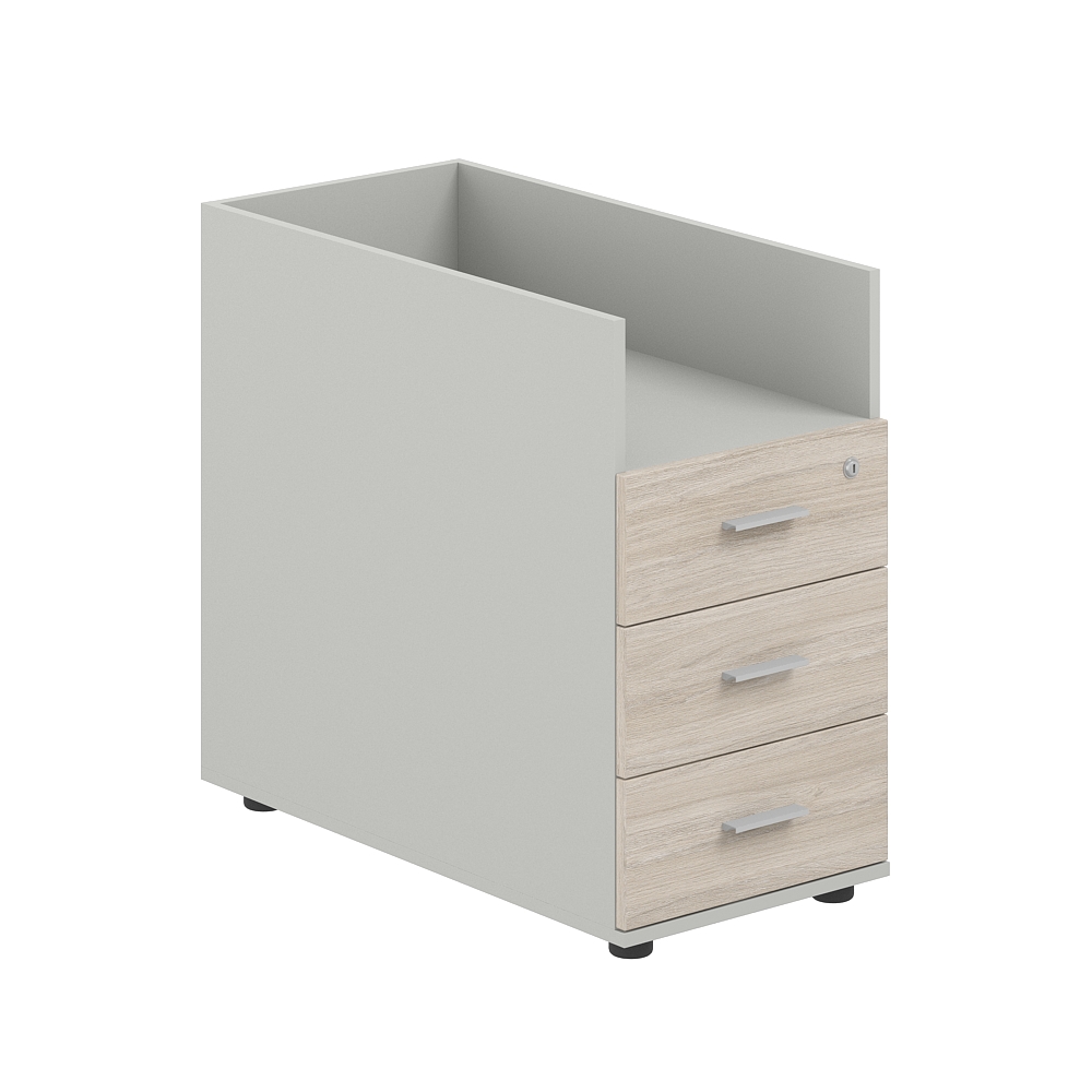 Тумба приставная 400х800х725 с 3 ящ. и нишей, с замком без топа SG.513.SH.OL