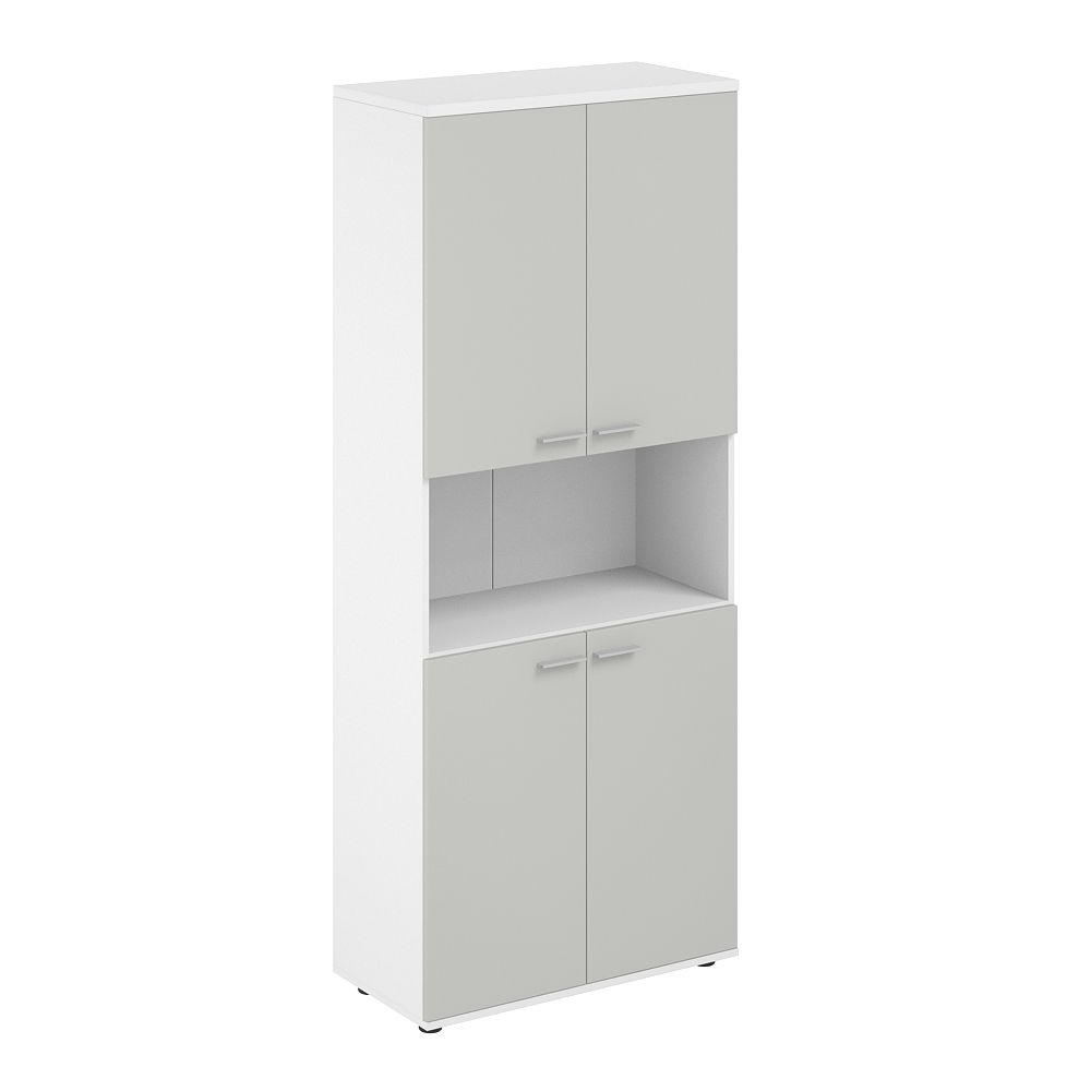 Шкаф высокий с нишей 800х400х1955, 4-х дв, з.ст HDF SG.841.WH.SH.SH