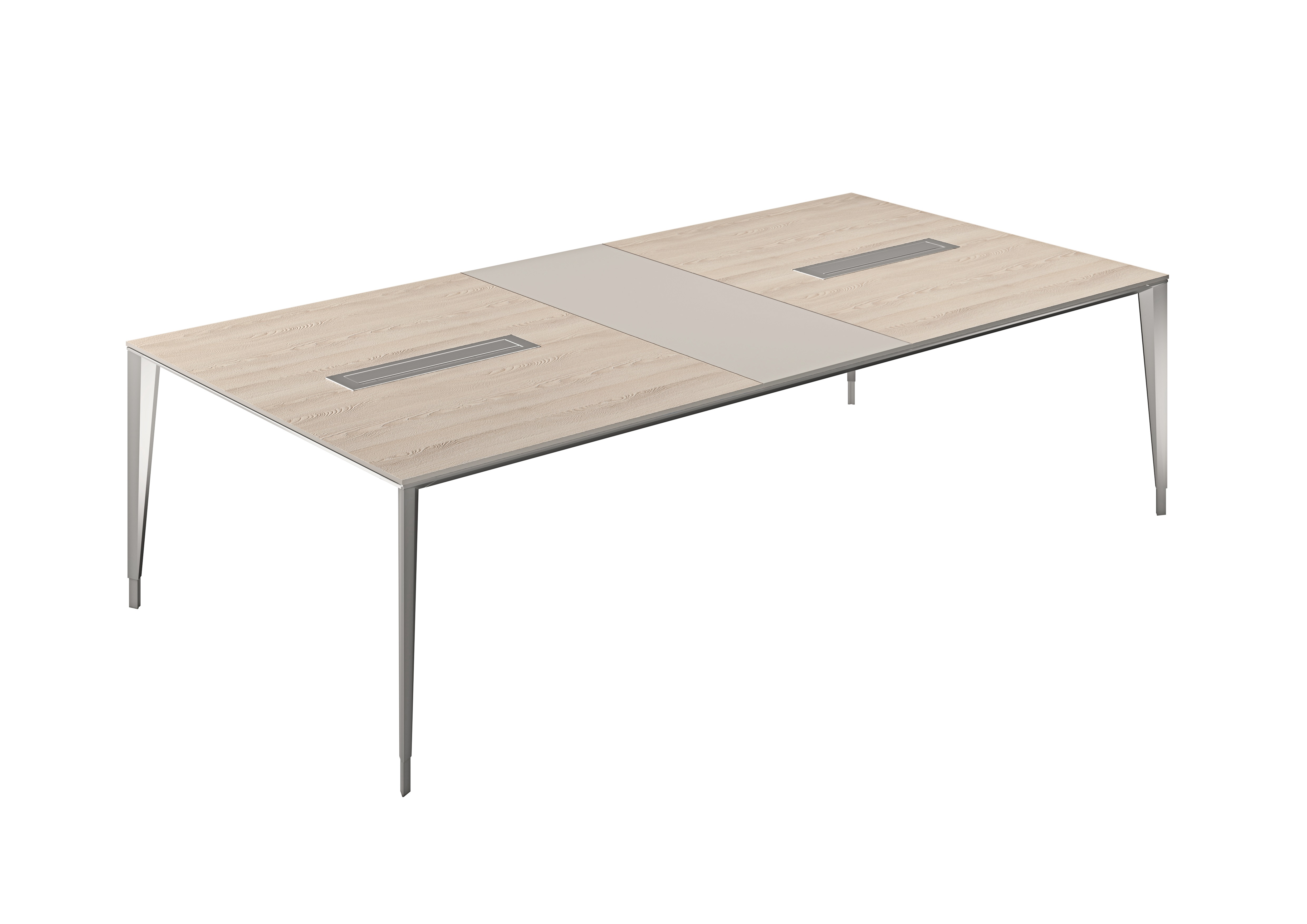 Стол конференц домино поперёк 2200х1050х725 ясень наварра, мк алюминий NZ-0108.YN.GS.AL