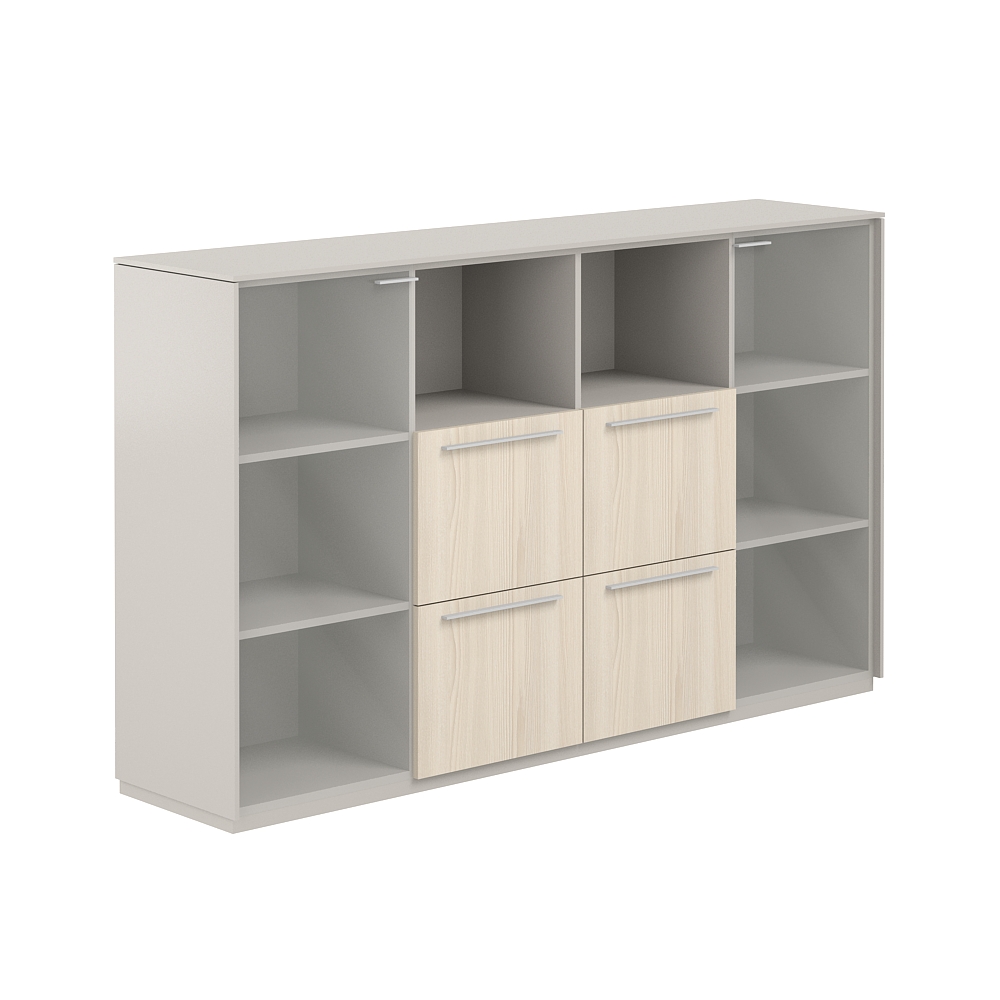 Шкаф средний со стеклом прозр., 4 ящ., обвязка GS, фасады YN NZ-0306.GS.YN