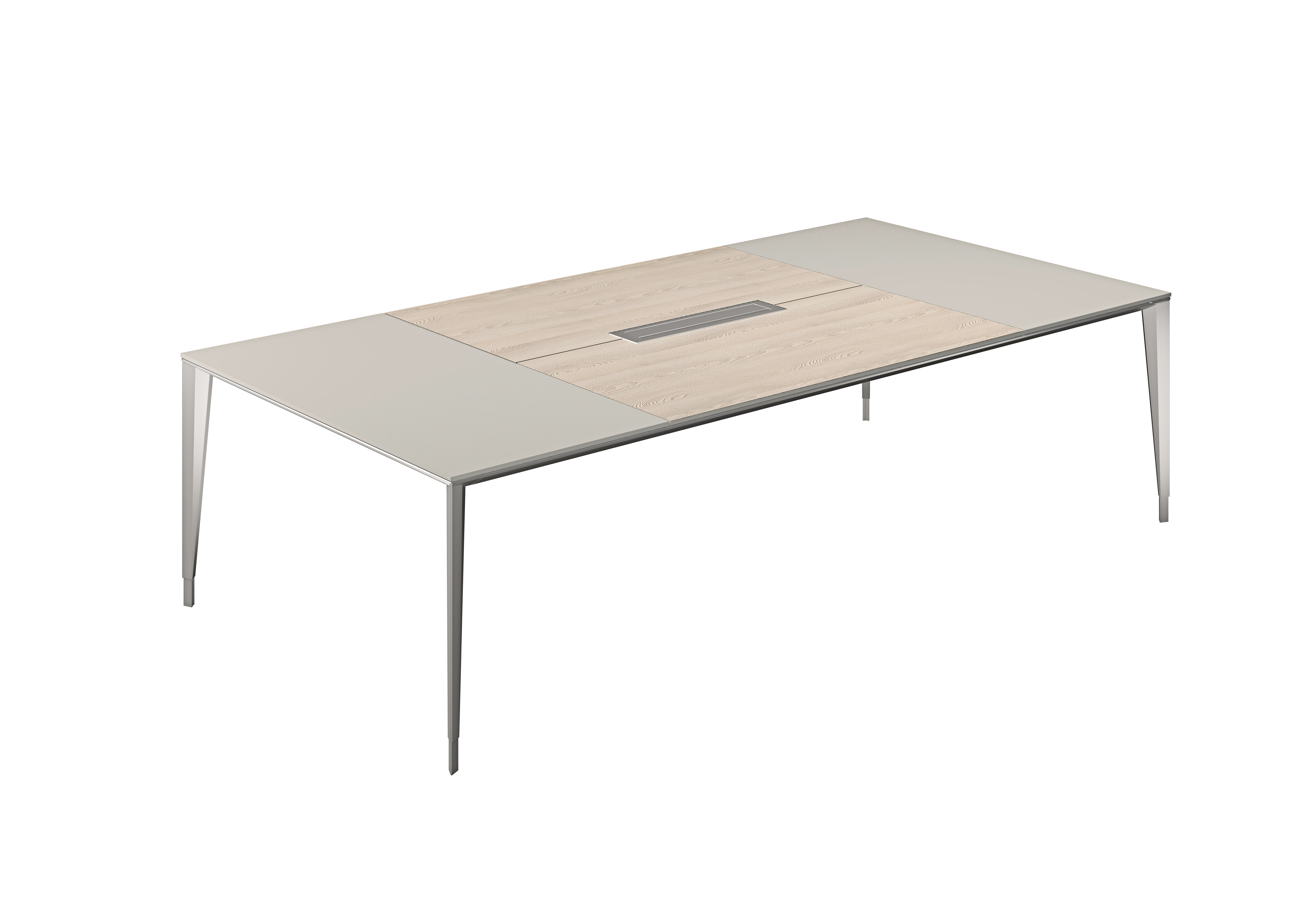 Стол конференц домино вдоль 2800х1400х725 серый камень, мк алюминий NZ-0104.GS.YN.AL