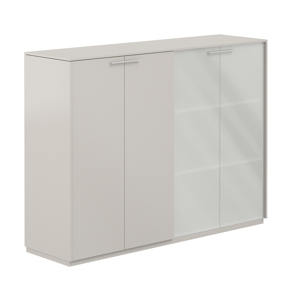 Шкаф средний + Шкаф средний со стеклом мат. GLM, обвязка GS, фасады GS NZ-0315+NZ-0335.GS.GS.GLM