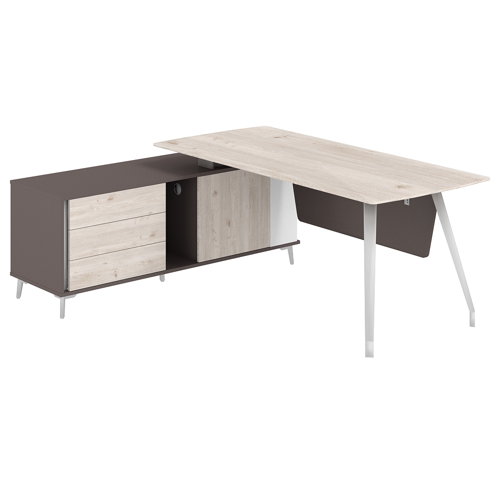 Стол руководителя 1950х1600х750 на опорной тумбе левой SR.101.DN.WF.L