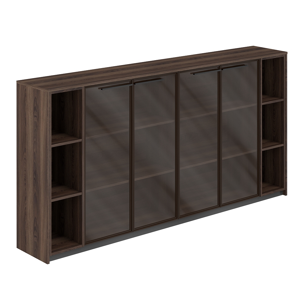 Шкаф средний с дверьми со стеклом в алюминиевой раме (2 шт) с 2-мя стеллажами, 2440х410х1226 RF.405.DA.CHBZ.DA