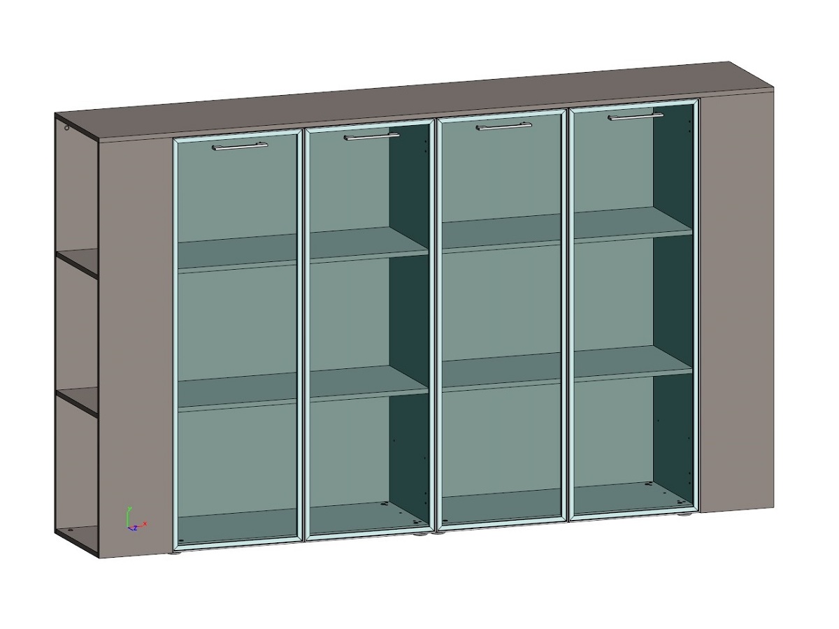 Двойной шкаф средний универсальный с боковыми стеллажами JNO929.U727