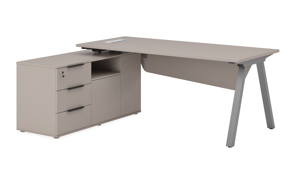 Стол руководителя с опорной тумбой левый MP141.U727