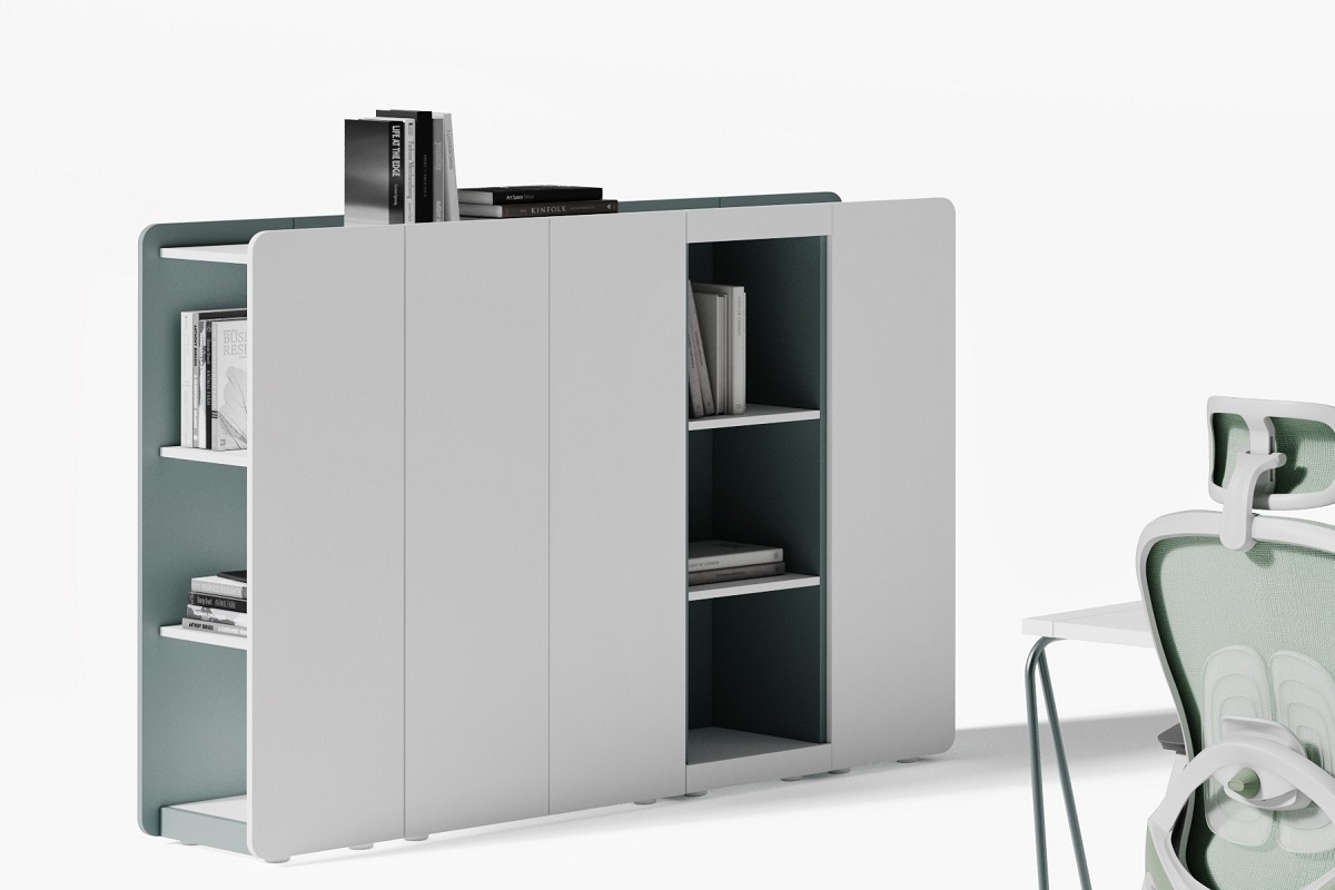 Композиция шкаф средний со стеллажами ART904.U604