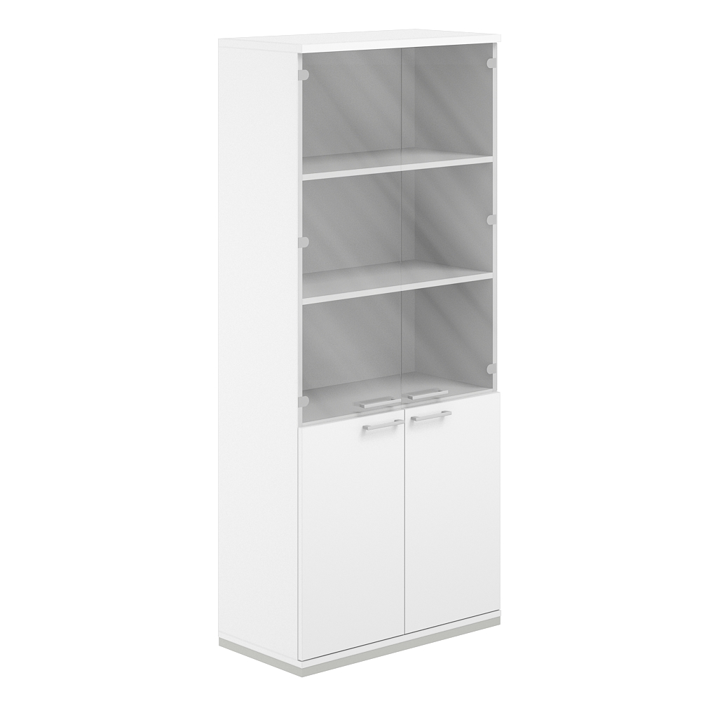 Шкаф 5 ур. 800х400х1833 со стеклом AG.210.WH.WH.WH.GL