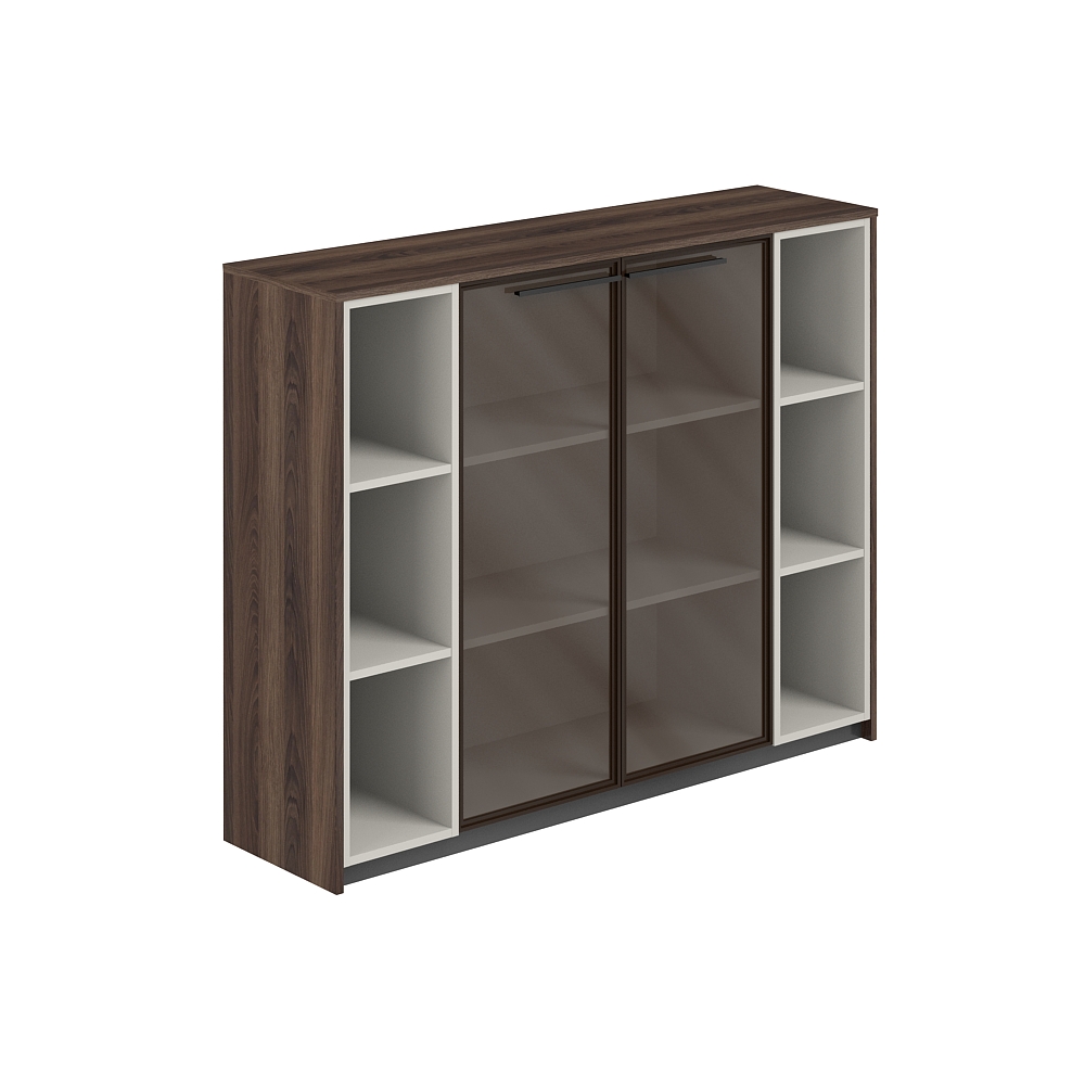 Шкаф средний с дверьми со стеклом в алюминиевой раме с 2-мя стеллажами, 1540х410х1226 RF.407.DA.CHBZ.PG