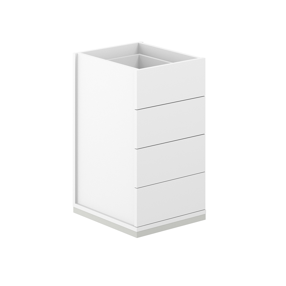 Тумба приставная 400х600х725 4 ящ. ЛДСП, с замком, без топа AG.281.AN.AN.WH