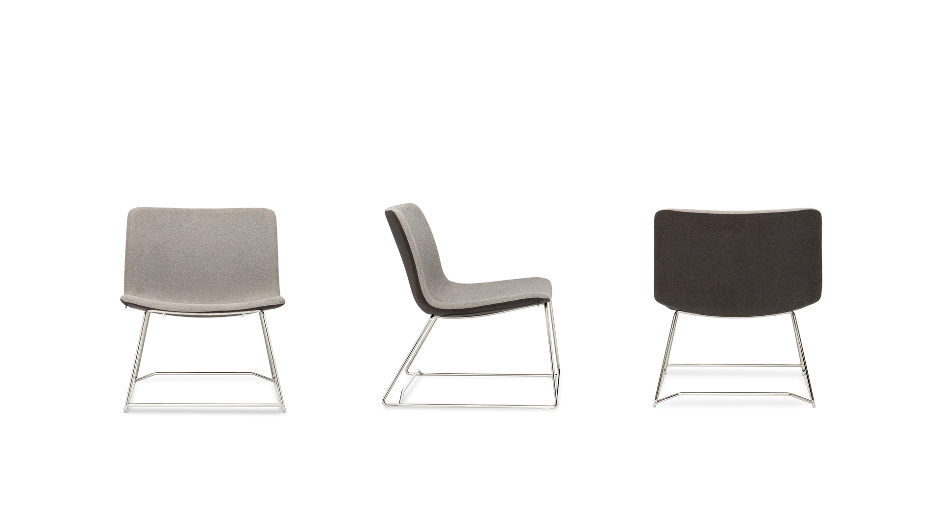 Кресло Grace с низкой спинкой на металлической хромированной опоре