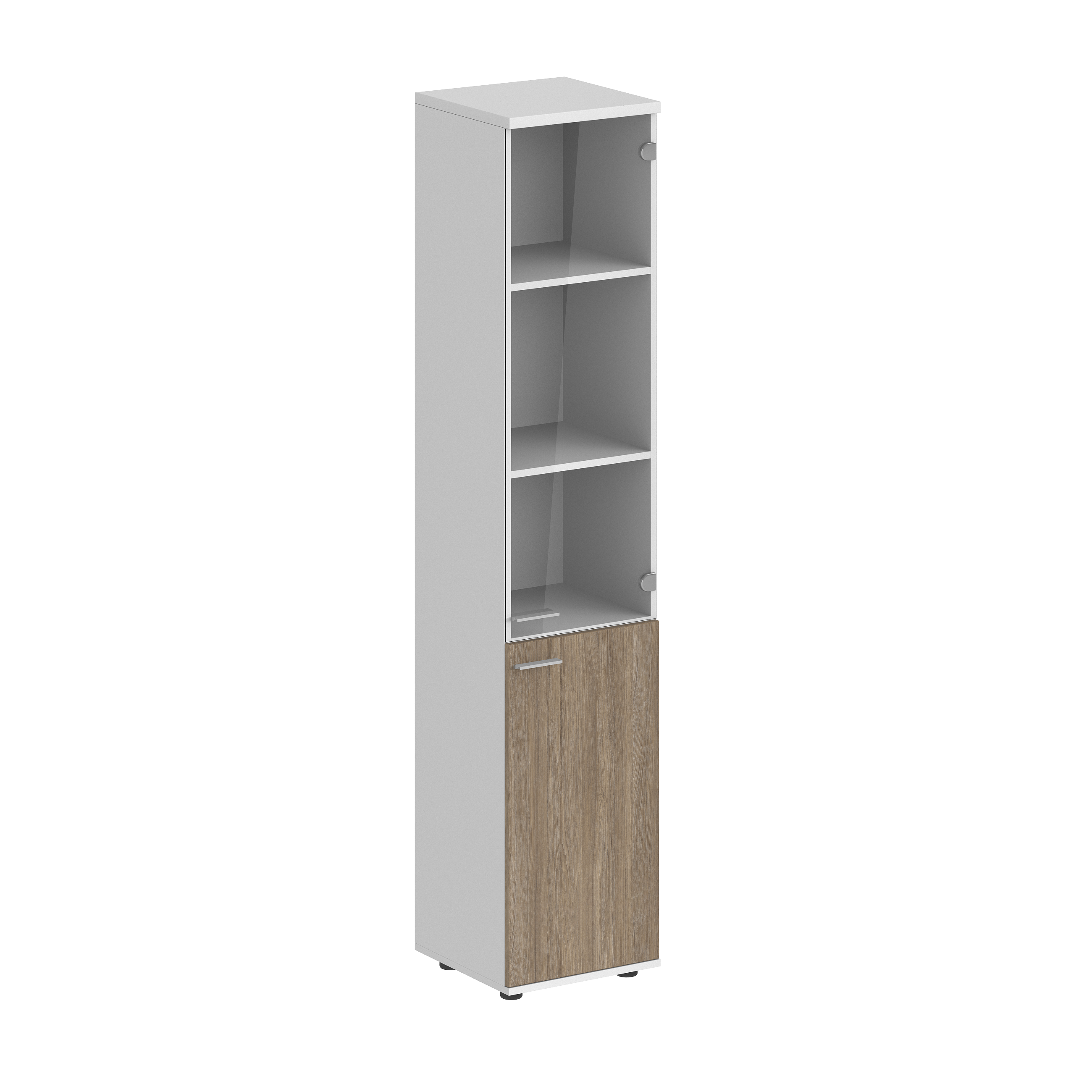 Шкаф высокий 400х400х1955, со стеклом, з.ст HDF, правый SG.802.WH.OD.GL.R