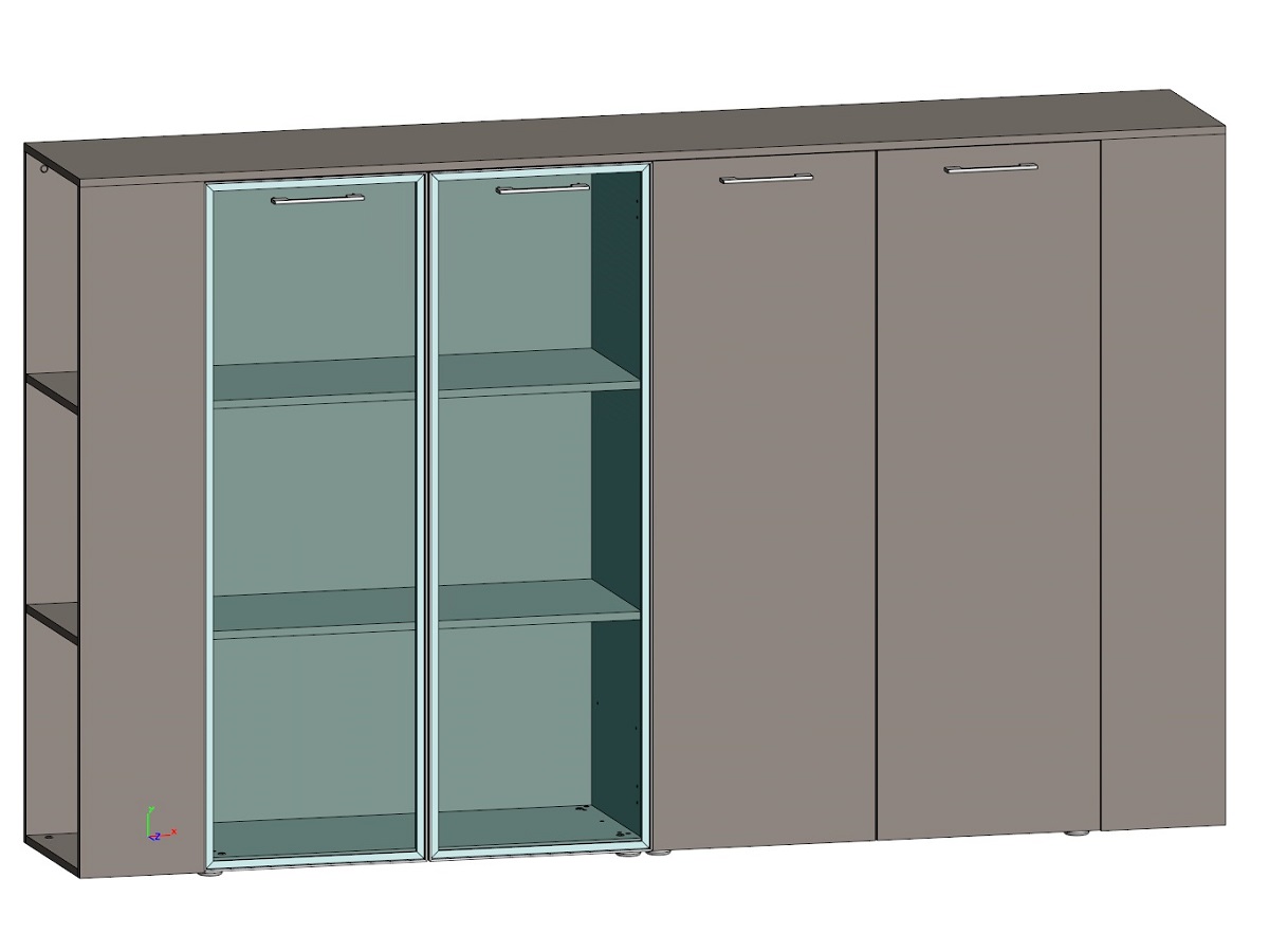 Двойной шкаф средний универсальный с боковыми стеллажами JNO941.U727