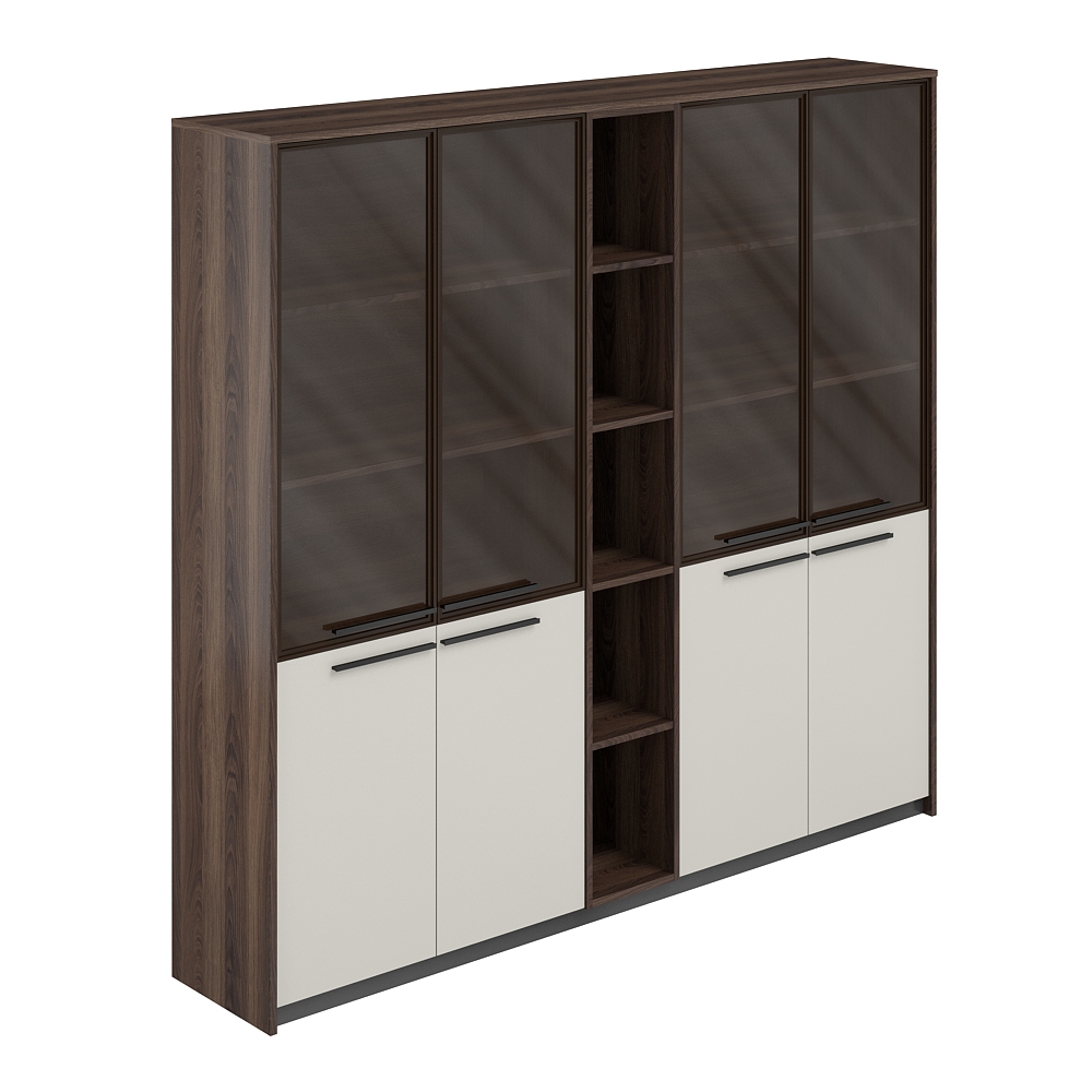 Шкаф высокий комбинированный со стеклом (2 шт) со стеллажом, 2140х410х1994 RF.509.DA.CHBZ.PG.DA