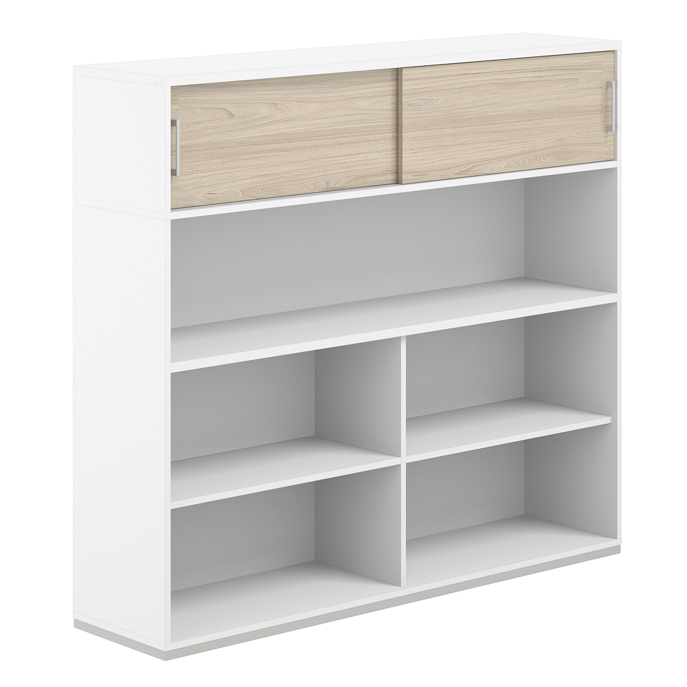 Стеллаж-комбо 1-стор. 1638 с антресолью, с экраном ЛДСП AG.253.220.674.WH