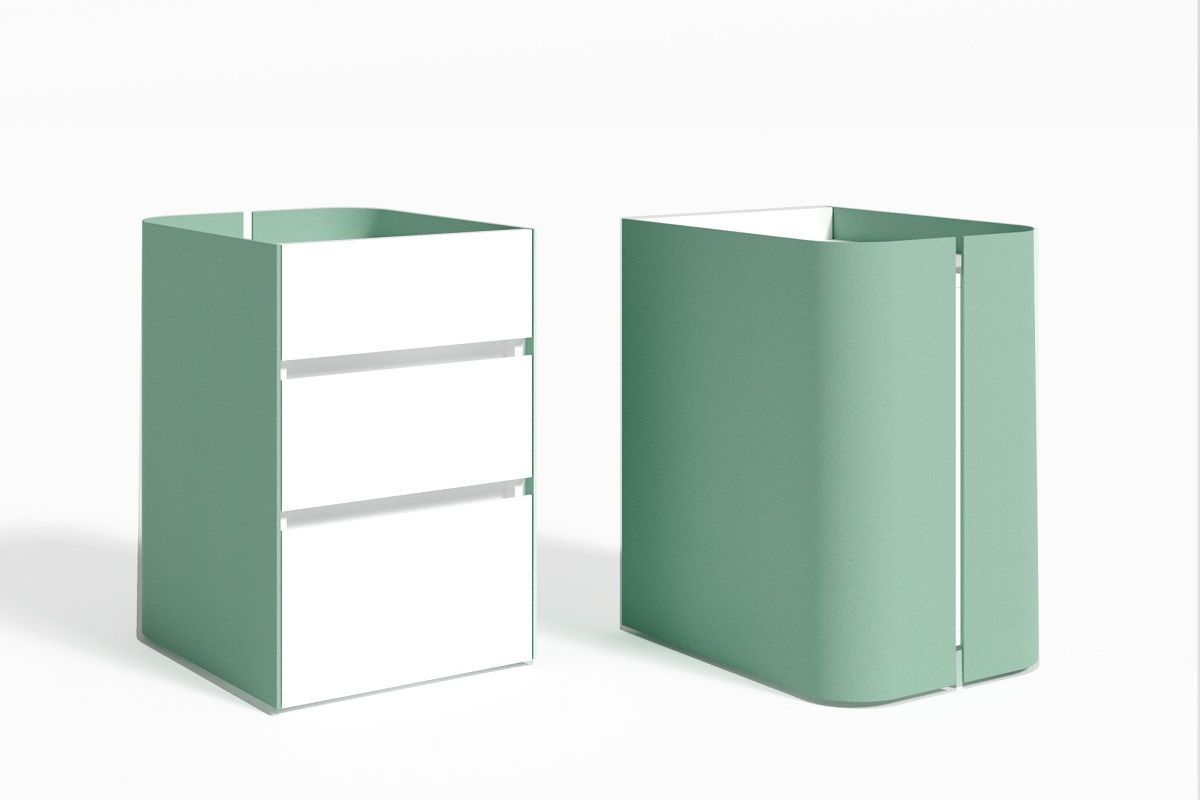 Тумба белая с зеленым фетром HM183892.W