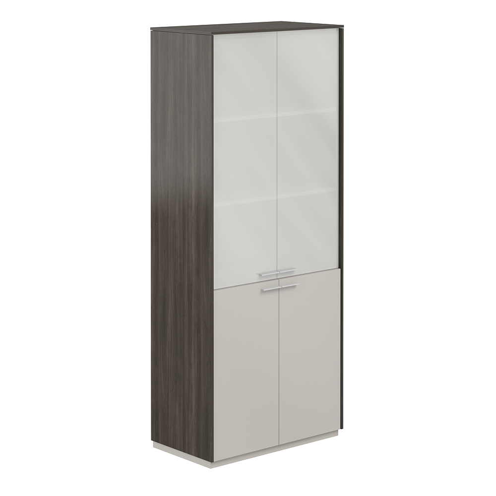 Шкаф высокий со стеклом мат., обвязка BT, фасады GS NZ-0351.BT.GS