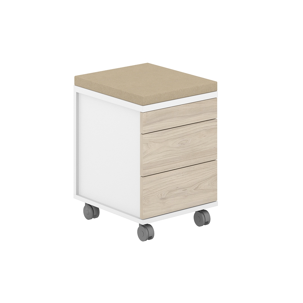 Тумба мобильная 2 ящ. метаб.+лот.ящ.+подушка 400х462х593 AG.274.WH.WH.AR