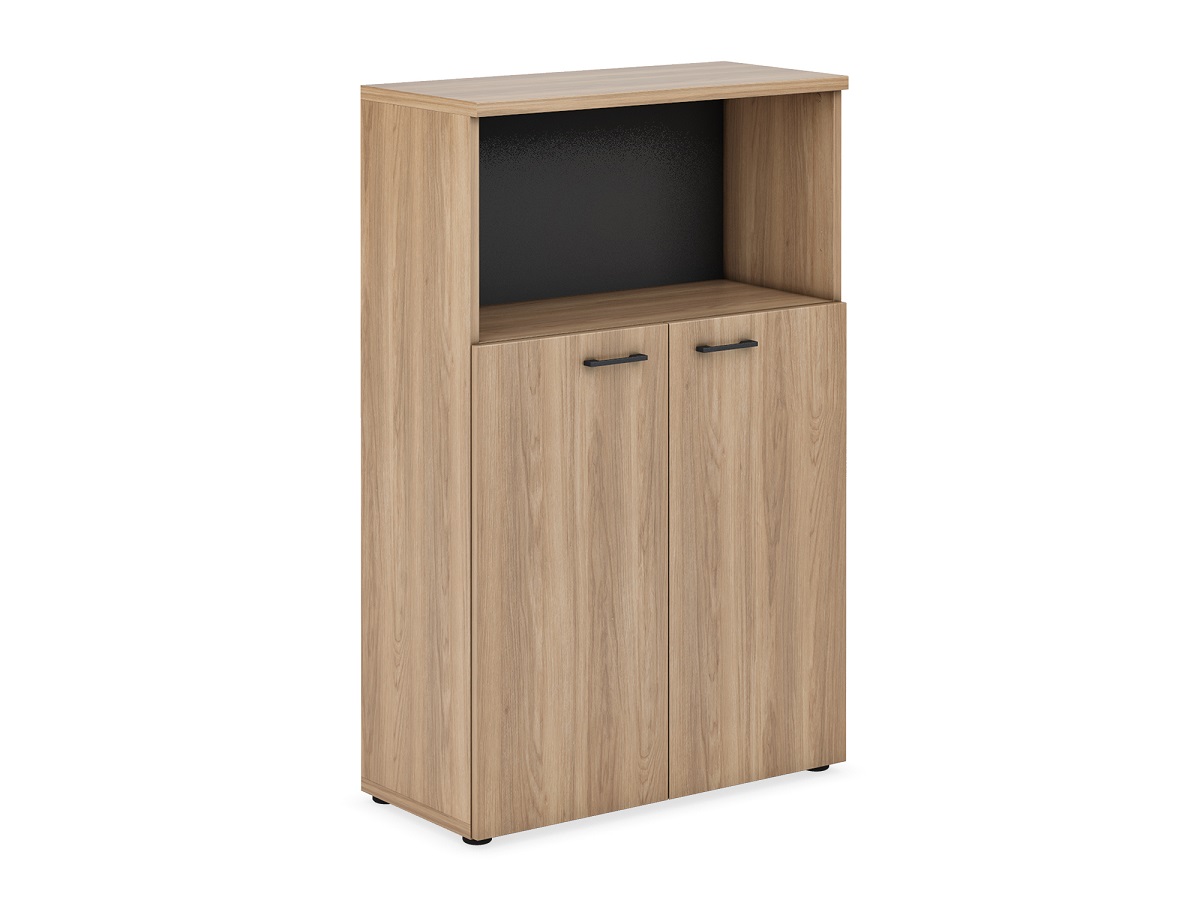 Шкаф для документов средний с глухими фасадами и открытой нишей. EVL417