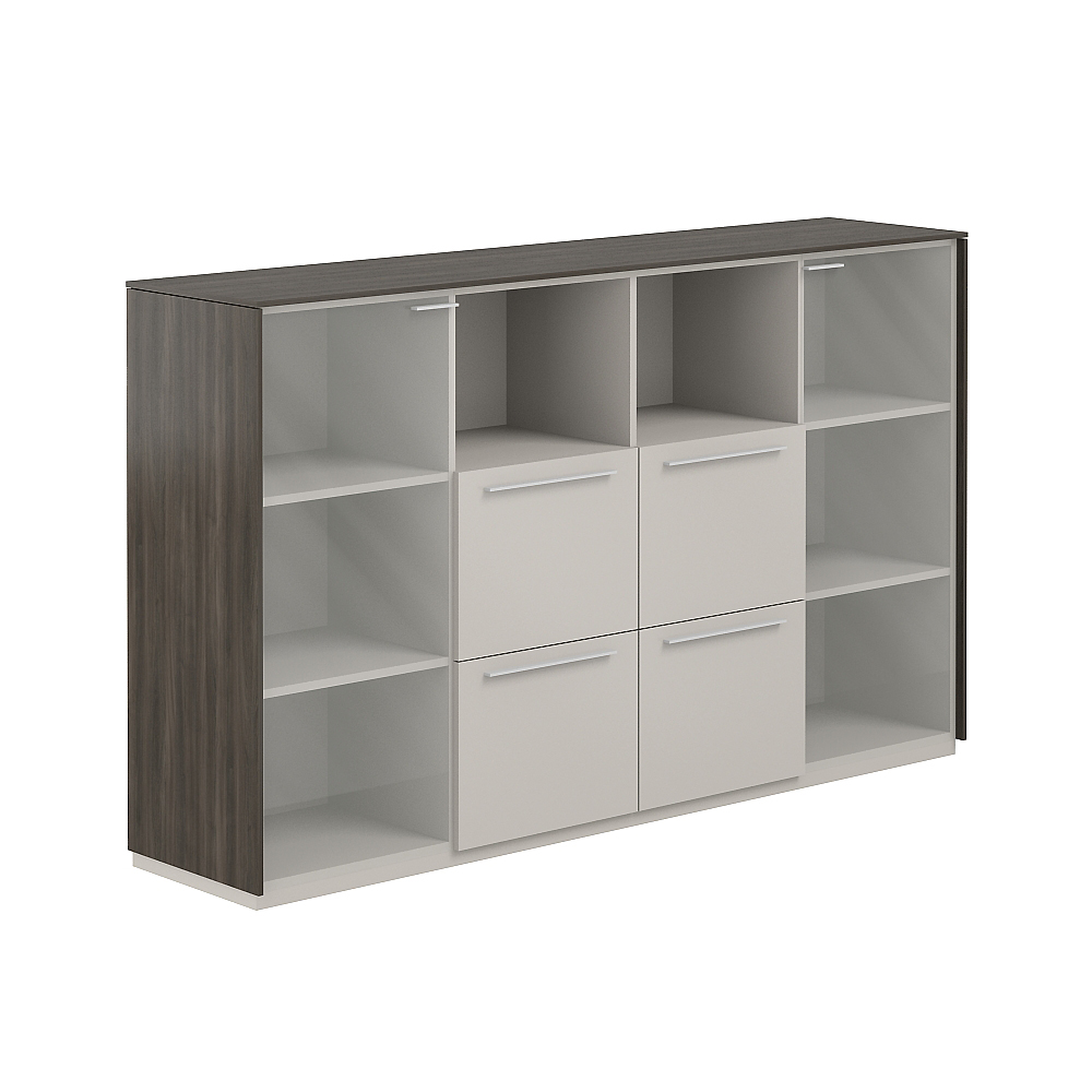 Шкаф средний со стеклом прозр., 4 ящ., обвязка BT, фасады GS NZ-0326.BT.GS