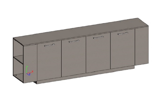 Двойной шкаф низкий с боковыми стеллажами JNS923