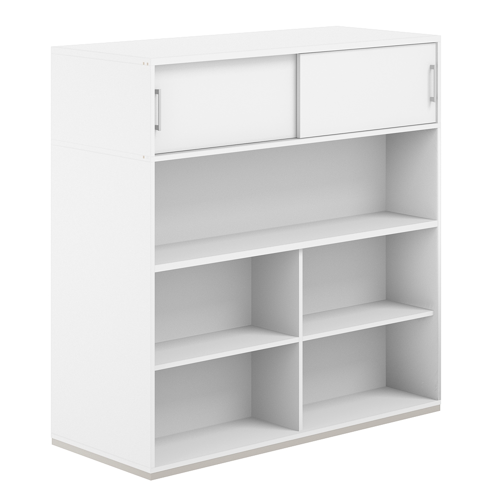 Стеллаж-комбо 2-стор. 1438 с антресолью, с экраном ЛДСП AG.255.110.675.WH