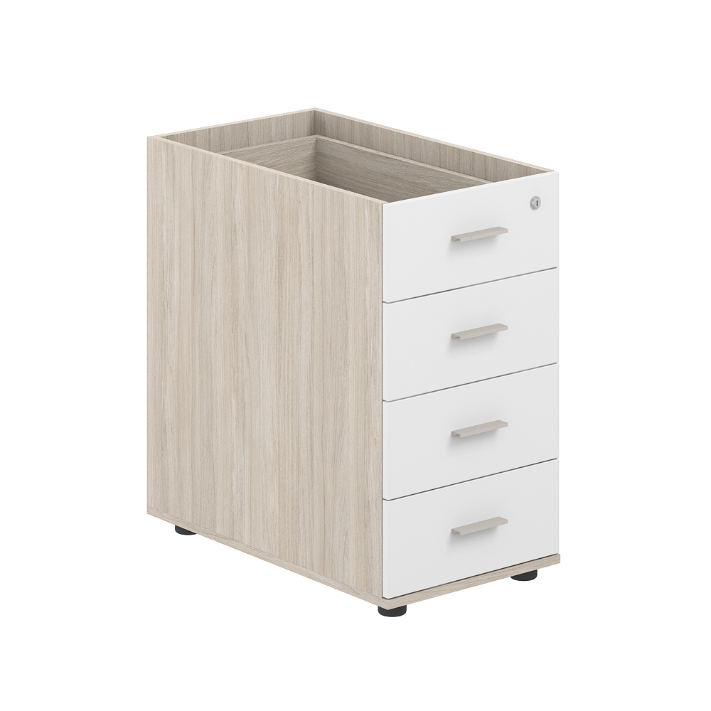 Тумба приставная 400х700х725 с 4 ящ., с замком без топа SG.522.OL.WH