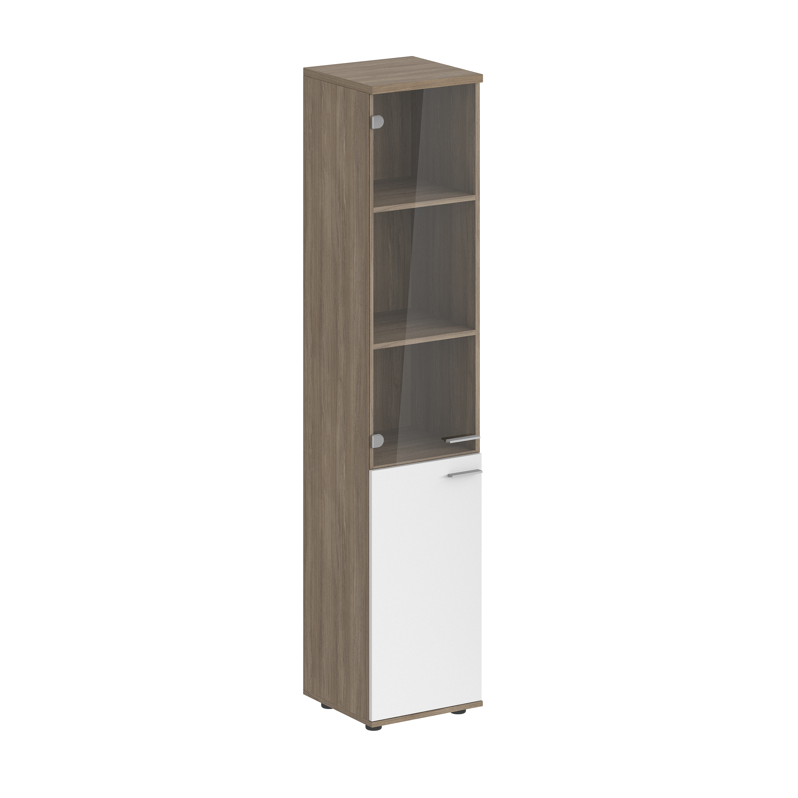 Шкаф высокий 400х400х1955, со стеклом, з.ст HDF, левый SG.802.OD.WH.GL.L