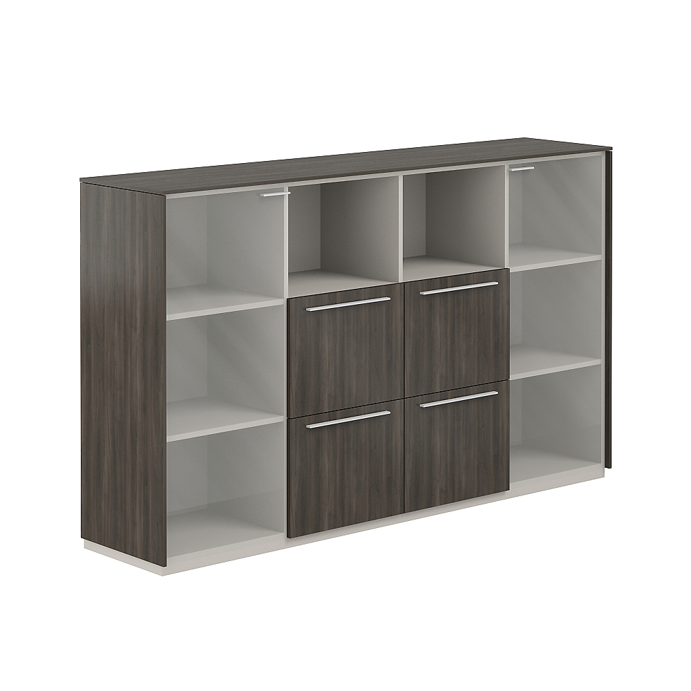 Шкаф средний со стеклом прозр., 4 ящ., обвязка BT, фасады BT NZ-0306.BT.BT