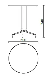 Стол Bistrot H 740 top ⦰ 690 mm