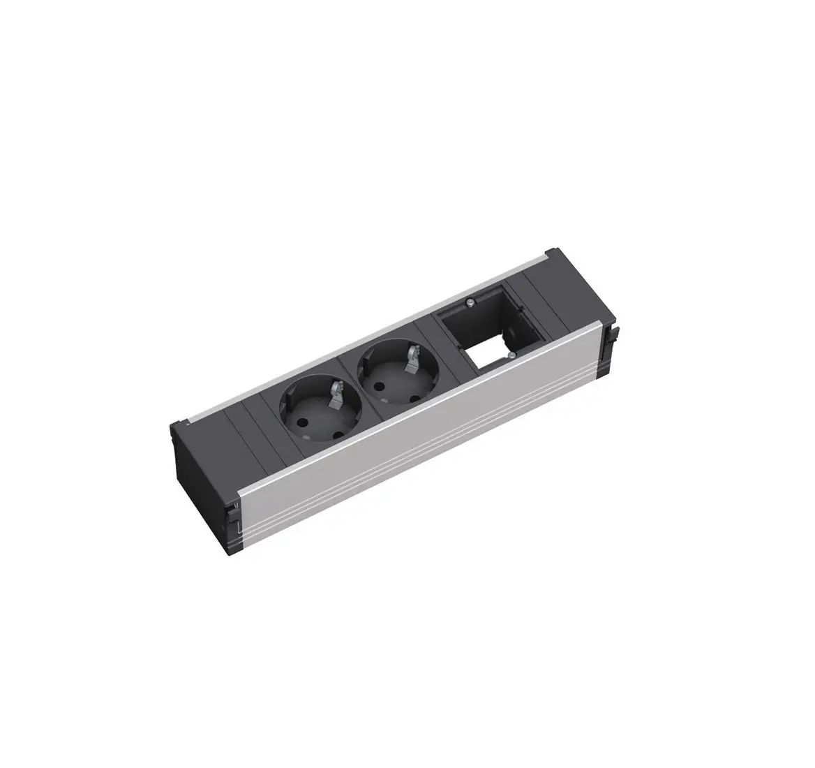 POWER FRAME 1schuko +2 custom СЕРО-ЧЕРНЫЙ