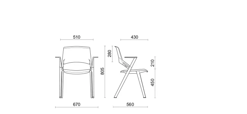 Кресло Green'S 4 legged stackable chair with fixed arms